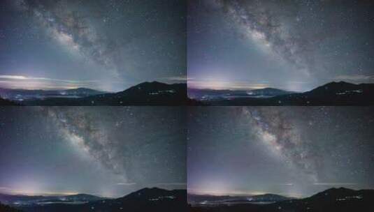 湖南紫鹊界梯田景区夜晚星空银河延时4k高清在线视频素材下载