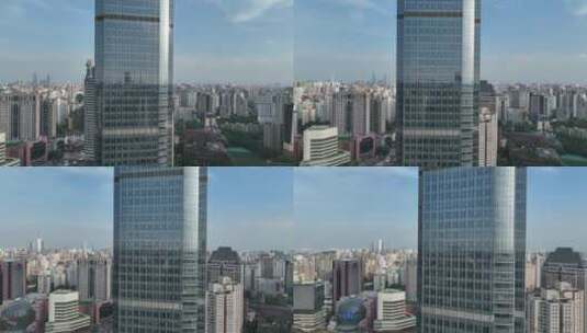 徐家汇港汇恒隆广场傍晚航拍空镜高清在线视频素材下载