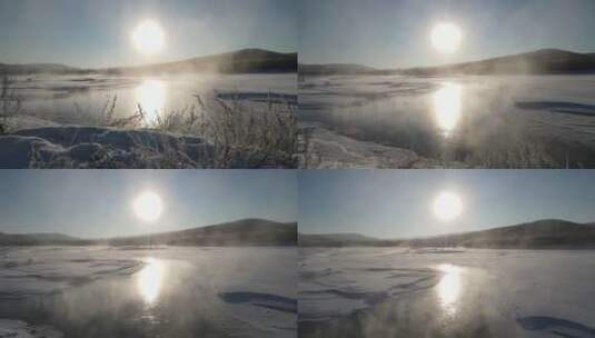 不冻河，呼伦贝尔，东北，严寒冬季_0190高清在线视频素材下载