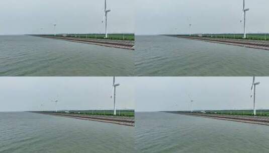 【可商用】上海崇明长兴岛海上风电航拍高清在线视频素材下载