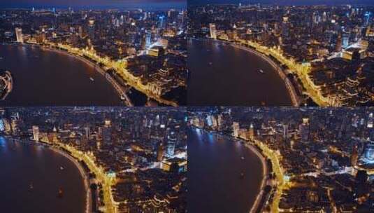 上海外滩夜景延时航拍高清在线视频素材下载