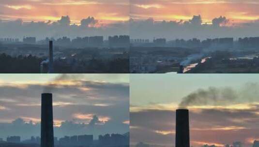 城市环境污染空气污染烟囱冒烟-新片高清在线视频素材下载