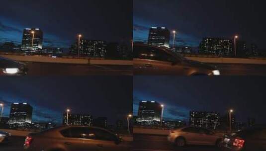 城市傍晚高架路夜景高清在线视频素材下载