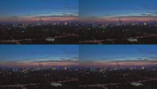 上海傍晚大气夜景全景航拍高清在线视频素材下载