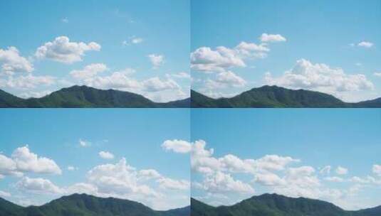 蓝天白云山延时日系小清新天空云朵飘动变化高清在线视频素材下载