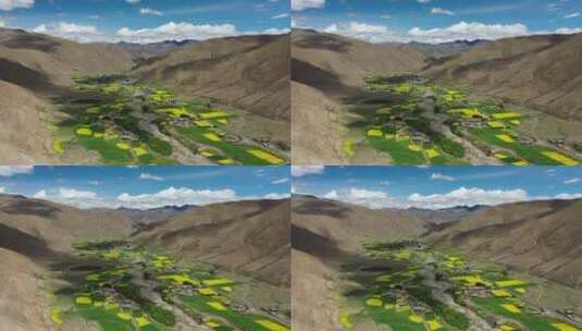 西藏山南市乡村田野田园自然风光航拍高清在线视频素材下载