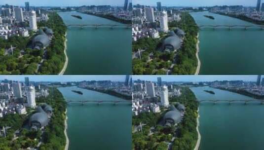 柳州航拍柳江风景城市风光高清在线视频素材下载