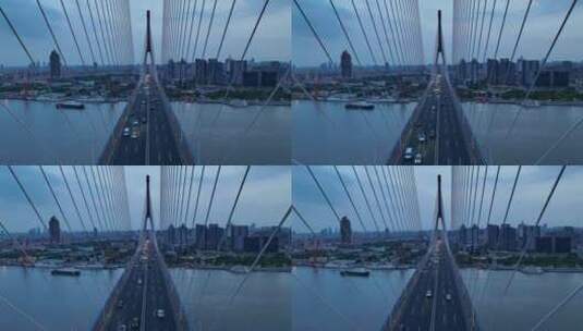 上海杨浦大桥桥梁交通穿越航拍高清在线视频素材下载