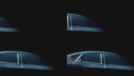 黑色轿车 黑幕打光背景 侧车窗 摇 近景高清在线视频素材下载