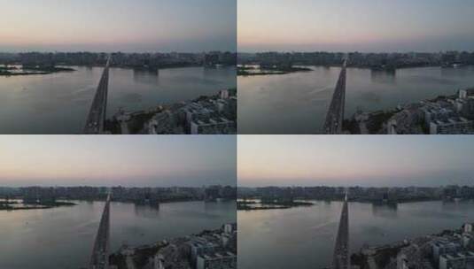 湖北襄阳襄樊汉江大桥航拍高清在线视频素材下载