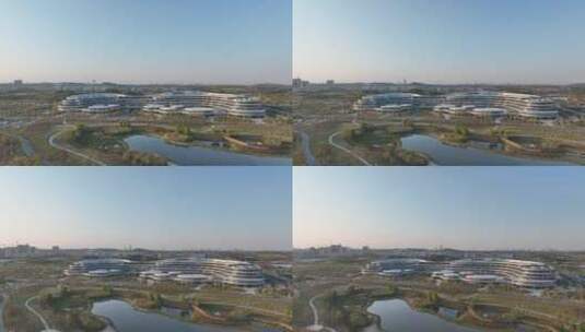 九江市鄱阳湖生态科技城科创中心环绕航拍高清在线视频素材下载