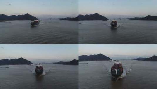 宁波舟山港船集装箱航船大海高清在线视频素材下载