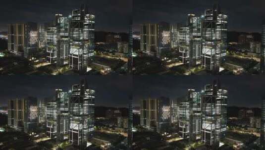 科技建筑-大疆天空之城总部夜景延时航拍高清在线视频素材下载