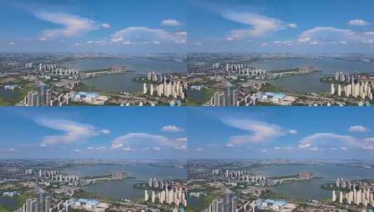 武汉城市南湖航拍高清在线视频素材下载