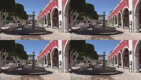 拱廊式墨西哥圣朱利安喷泉高清在线视频素材下载
