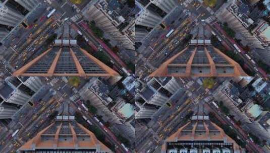 城市航拍纽约帝国大厦摩天大楼建筑交通鸟览高清在线视频素材下载