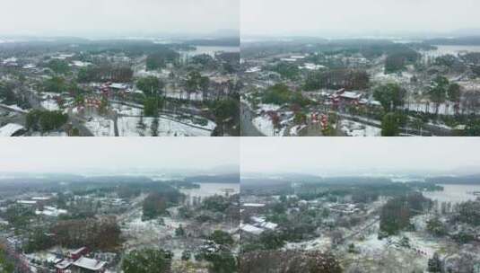 武汉东湖风景区冬季雪景风光高清在线视频素材下载