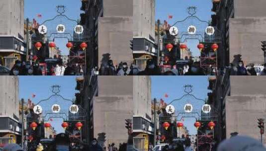 新年北京大栅栏游客来来往往高清在线视频素材下载