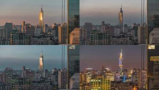 6K南京紫峰大厦日转夜延时摄影高清在线视频素材下载