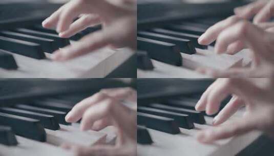 弹奏钢琴的手特写高清在线视频素材下载