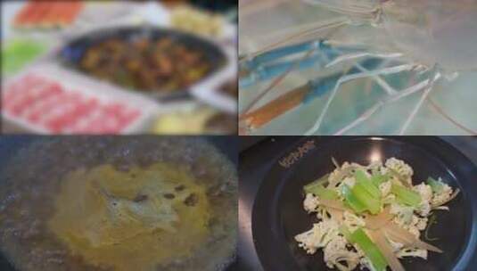 焖锅制作过程 牛肉+大虾（合集）高清在线视频素材下载
