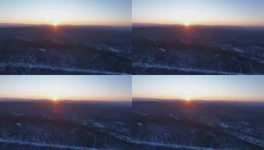 冬天的大兴安岭夕阳风景高清在线视频素材下载