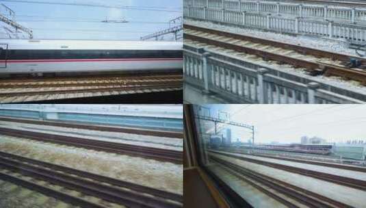 高铁动车火车车窗外风景4k视频素材高清在线视频素材下载