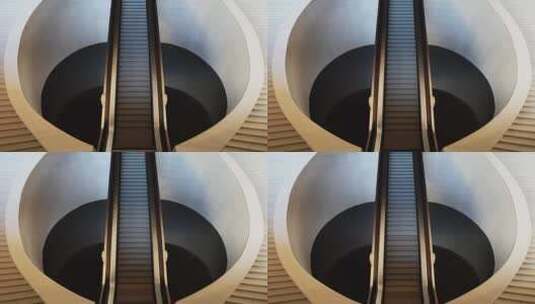国家大剧院下沉广场电梯建筑设计艺术空间高清在线视频素材下载