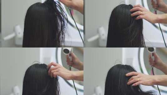 女性在理发店修剪头发高清在线视频素材下载