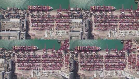 香港青衣集装箱港口运作航拍高清在线视频素材下载