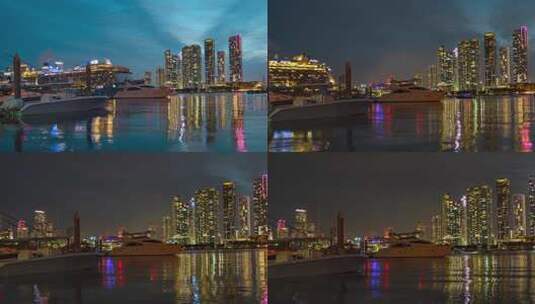 港口城市和游轮延时摄影高清在线视频素材下载