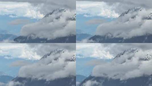 西藏南迦巴瓦峰山峦云雾航拍709高清在线视频素材下载