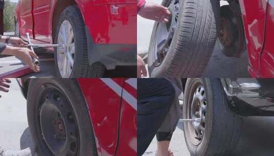 修理工汽车维修换轮胎拧螺丝视频素材高清在线视频素材下载