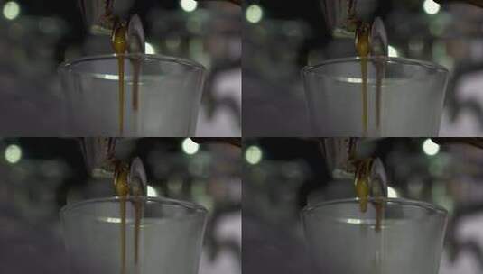 咖啡馆咖啡机的倒在杯子里高清在线视频素材下载