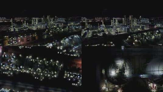航拍宁夏神华宁煤集团厂区夜景3高清在线视频素材下载