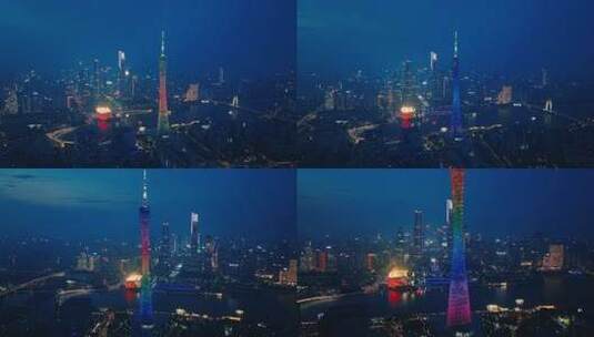 4K 广州广州塔 广州夜景 夜景 晚上广州城市高清在线视频素材下载