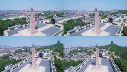 枣庄市铁道游击队纪念园-4k航拍高清在线视频素材下载