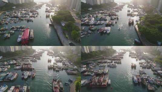 中国香港南区香港仔湾避风港航拍大景高清在线视频素材下载