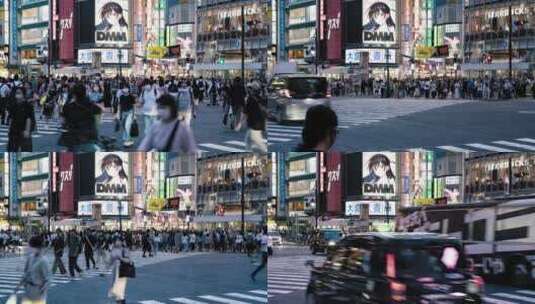 4K日本东京涉谷街头人流延时摄影高清在线视频素材下载
