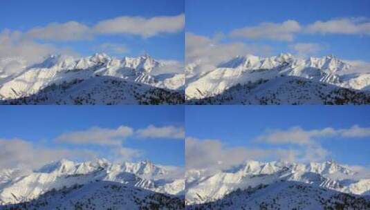 延时摄影显示冬季法国阿尔卑斯山勃朗峰地区的云层在山峰上移动高清在线视频素材下载