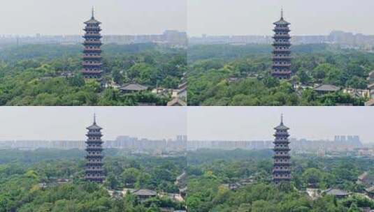 航拍扬州观音山大明寺栖灵塔景区高清在线视频素材下载