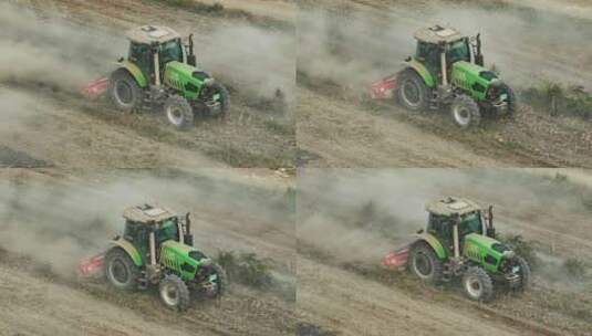 拖拉机在农田上犁地高清在线视频素材下载