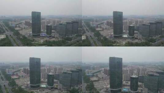 河南郑州东站片区高楼建筑航拍高清在线视频素材下载