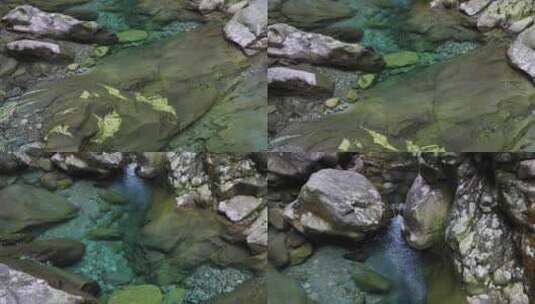 航拍山涧清澈溪流高清在线视频素材下载