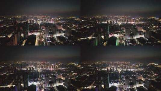 江苏宿迁城市夜景航拍高清在线视频素材下载
