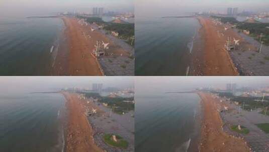 海边沙滩大海海洋沙滩风景航拍高清在线视频素材下载