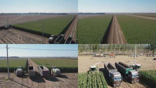 航拍 农业种植 收割农田出发准备高清在线视频素材下载