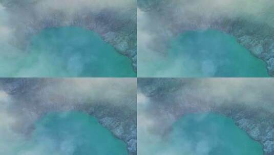 印尼宜珍火山蓝色的湖高清在线视频素材下载