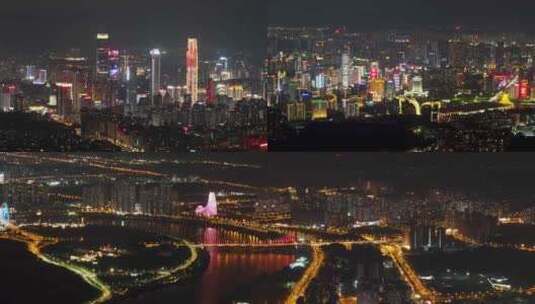 航拍广西南宁东盟商务区城市夜景高清在线视频素材下载