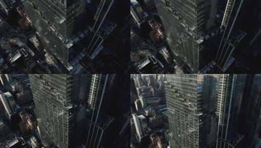 航拍纽约曼哈顿螺旋大厦摩天大楼汽车街道高清在线视频素材下载